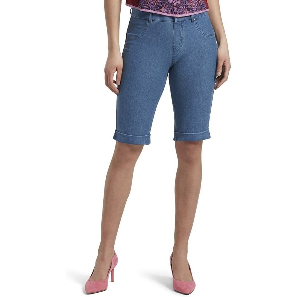 HUE Essentiel U20004 Denim Cuffed Shorts Medium Wash Blue ( XS )